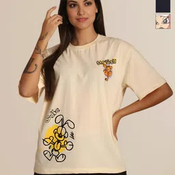 Mast & Harbour Women Pack of 3 Garfield Graphic Printed Cotton Oversized T-shirts-picture-8