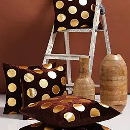 India Furnish Brown Self Design Velvet Square Cushion Cover-picture-19