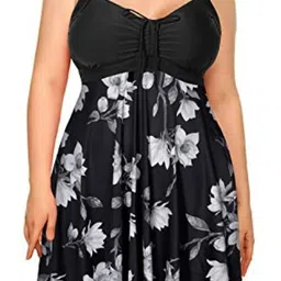 Plus Curvves Women Printed Swimwear With Attached Shorts-98