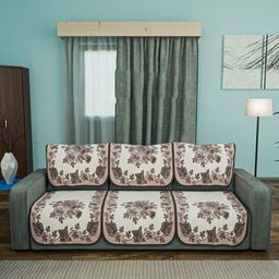 Aura Brown 6 Pieces Cotton Sofa Covers-image-15