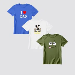 Boys Printed Cotton Blend Regular T Shirt (Multicolor, Pack of 3)-7