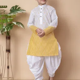 NFC CREATION Boys Ombre Embroidered Regular Thread Work Pure Cotton Kurta with Patiala-18