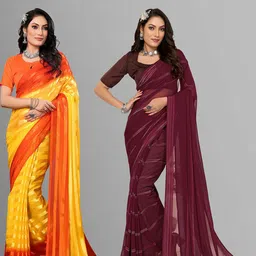Moda Rapido Pack Of 2 Striped Satin Saree-picture-46