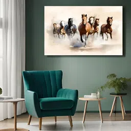 Myntra Elegant Homes Beige & Brown Horses Vastu Birds And Animals Canvas Wall Art-image-54
