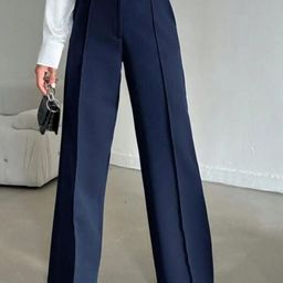 Next One Women Smart Straight Fit High-Rise Easy Wash Pleated Trousers-picture-11