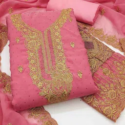 Blissta Embellished Unstitched Dress Material-image-57