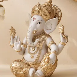 Home Centre Corsica Gold-Toned & White Religious Idol Showpiece-33
