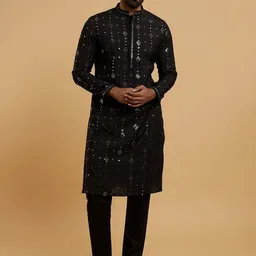 Twamev Men Embroidered Regular Sequinned Kurta with Pyjamas-picture-9
