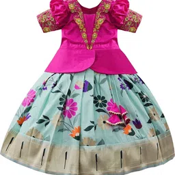White Button Girls Embroidered Beads and Stones Ready to Wear Lehenga &-picture-54