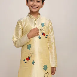 DEVOILER Boys Regular Dupion Silk Kurta with Churidar image 5