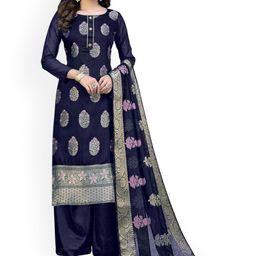 HERE&NOW Floral Woven Design Zari Work Unstitched Dress Material-image-73