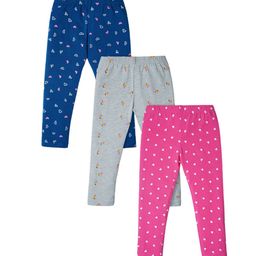 Nino Togs Girls Pack Of 3 Printed Pure Cotton Ankle-Length Leggings-image-99