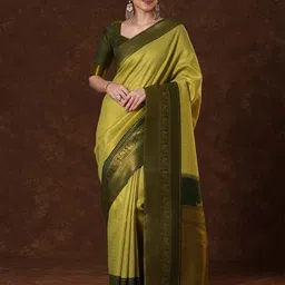 Saree mall Checked Zari Silk Blend Kanjeevaram Sarees-picture-10