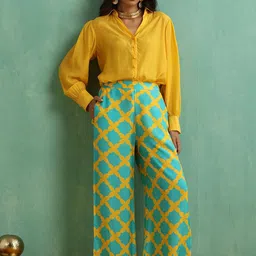 indy Raaga Shirt With Printed Trousers Co-Ords-image-9