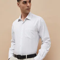 CODE by Lifestyle Men Cutaway Collar Vertical Striped Cotton Formal Shirt-image-16