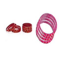 SOMIL Set Of 12 Glass Artificial Stones & Beads Bangles-picture-13