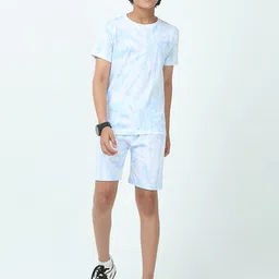 CHILINS Kids Dyed Round Neck Pure Cotton T-Shirt With Shorts-image-33