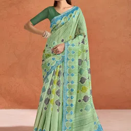 KALINI Silk Cotton Designer Block Print Saree-53