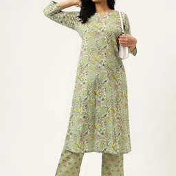 SPARSA Women Floral Printed Regular Pure Cotton Kurta with Palazzos-picture-31