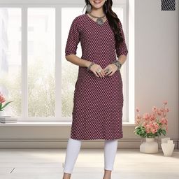 HERE&NOW Selection Of 2 Floral Printed Round Neck Straight Kurtas-image-48