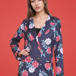 KATLINE Floral Printed Notched Lapel Blazer-picture-3