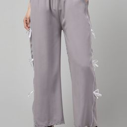 CROWN KING Women Solid Straight Fit Easy Wash Trousers-picture-40