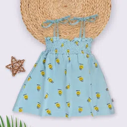 YK X Tinyo Smiley Print Smocked Cotton Fit & Flare Dress-picture-11