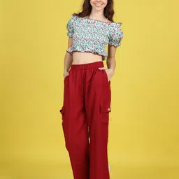 Cutiekins Printed Crop Top With Trousers Co-Ords-image-98