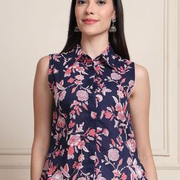 Moda Rapido Women Ethnic Motifs Print Pure Cotton Shirt Style Top-picture-12