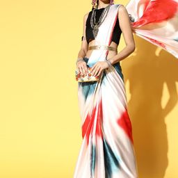 DIVASTRI Tie and Dye Gotta Patti Satin Saree-image-71