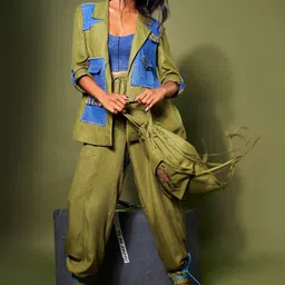 Style Junkiie Women Longline Outdoor Tailored Jacket with Patchwork-image-48