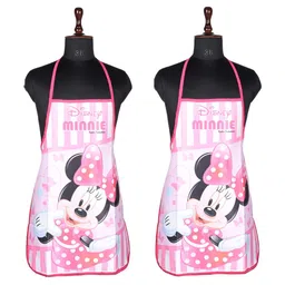 Aura 2-Pcs Pink & White Disney Minnie Printed Waterproof Apron With Front Pocket-29