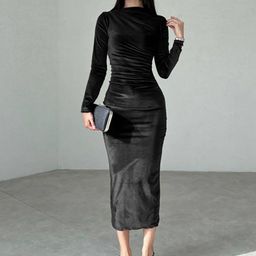 StyleCast x Revolte Women Solid Bodycon Midi Dress-image-64