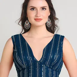 HERE&NOW Embroidered Sleeveless Saree Blouse-picture-41