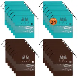 Kuber Industries Coffee Brown Pack of 24 Printed Non-woven Shoe Cover Bag for Travel-51