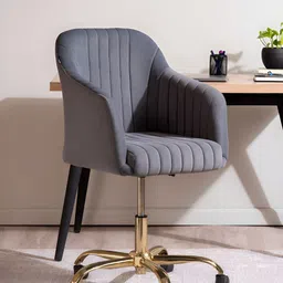 nestroots Light Grey Luxurious Velvet Office Designer Chair-image-79