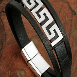 Jewelgenics Men Silver-Toned Leather Bracelet-image-139