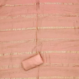 KALINI Peach Chanderi Butti Silk Embroiderd & Coding Work Unstitched Dress Material image 4
