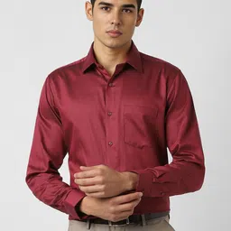 Van Heusen Men Textured Spread Collar Pure Cotton Formal Shirt-picture-11