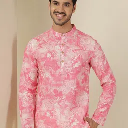 Anouk Abstract Printed Band Collar Cotton Short Kurta-12