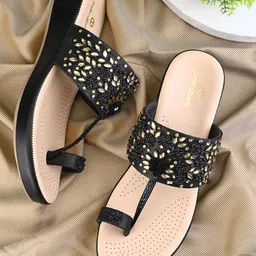 pelle albero Women Embellished Party One Toe Flats-picture-46