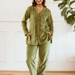 FEATHERS CLOSET Women V-Neck Long Sleeve Shirt & Trouser Night Suit-image-4