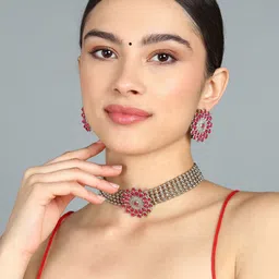 Sangria Stones Studded & Beaded Jewellery Set-image-65