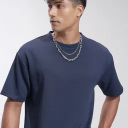 HIGHLANDER Men Self Design Round Neck Oversized T-shirt-image-21