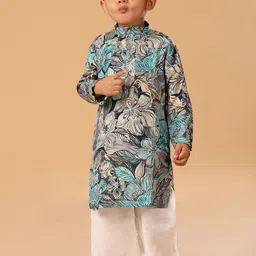 The Mini Trunk Boys Floral Printed Regular Kurta with Palazzos Kurta Sets-23