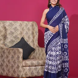 Shivanya Handicrafts Batik Pure Cotton Block Print Saree-15