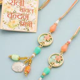 Sangria Bhaiya Bhabhi Artificial Beaded Thread Rakhis With Roli Chawal Chandan & Mishri-73