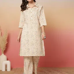 Anouk Printed Shirt Collar Tunic & Trousers Co-ords-image-65