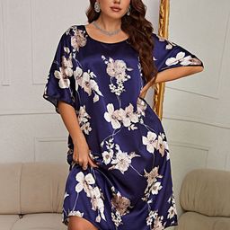 Sztori Women Plus Size Floral Printed Nightdress-image-61