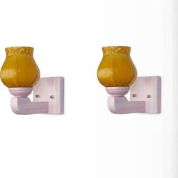 1ST TIME Pack of 2 Yellow Glass Traditional Wall Lamp-picture-9